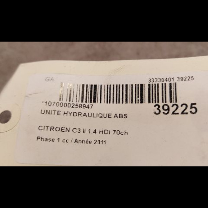 Unité hydraulique ABS occasion CITROEN C3 II Phase 1 11-2009->02-2013 1.4 HDi 70ch 4541SA 3
