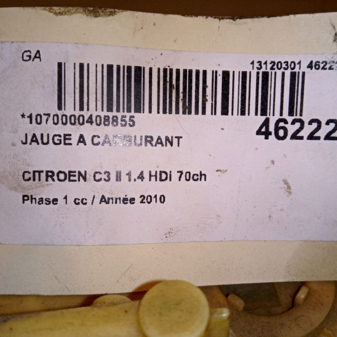 Jauge a carburant occasion CITROEN C3 II Phase 1 11-2009->02-2013 1.4 HDi 70ch 1608520280 6
