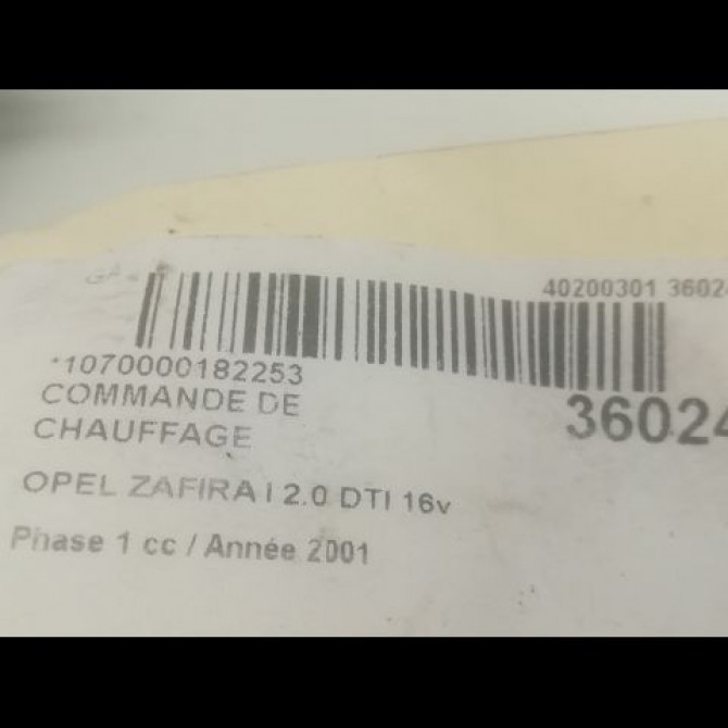 Commande de chauffage occasion OPEL ZAFIRA I Phase 1 03-1999->07-2005 2.0 DTI 16v 100ch 3