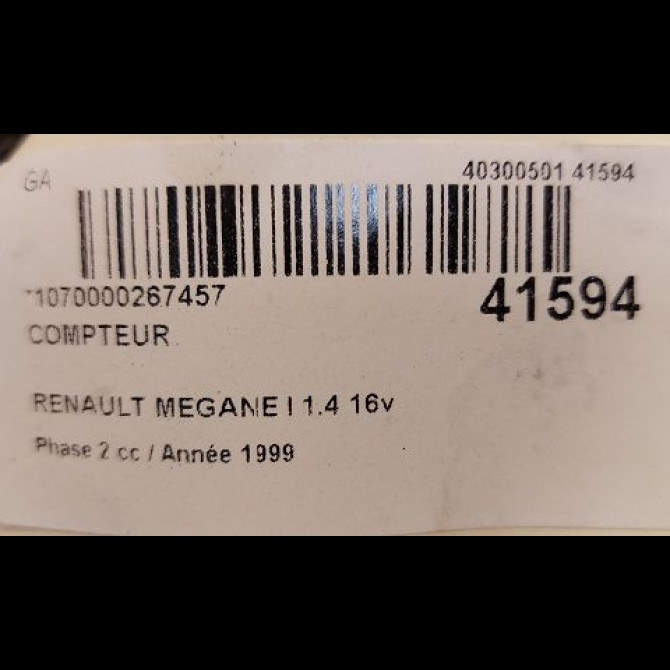 Compteur occasion RENAULT MEGANE I Phase 2 03-1999->06-2003 1.4 16v 7711368925 3