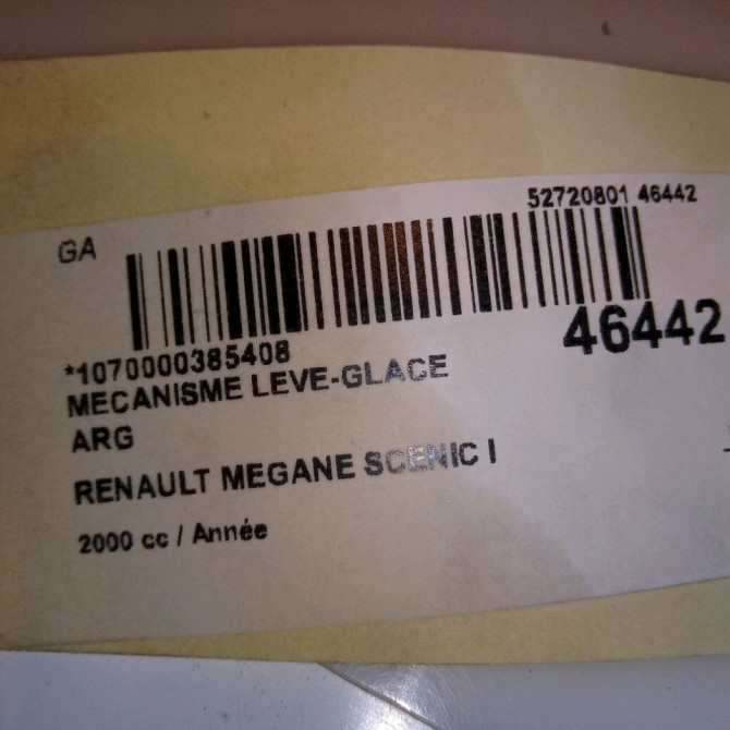 Mecanisme leve-glace arrière gauche occasion RENAULT MEGANE SCENIC I Phase 2 08-1999->06-2003 7700437156 4