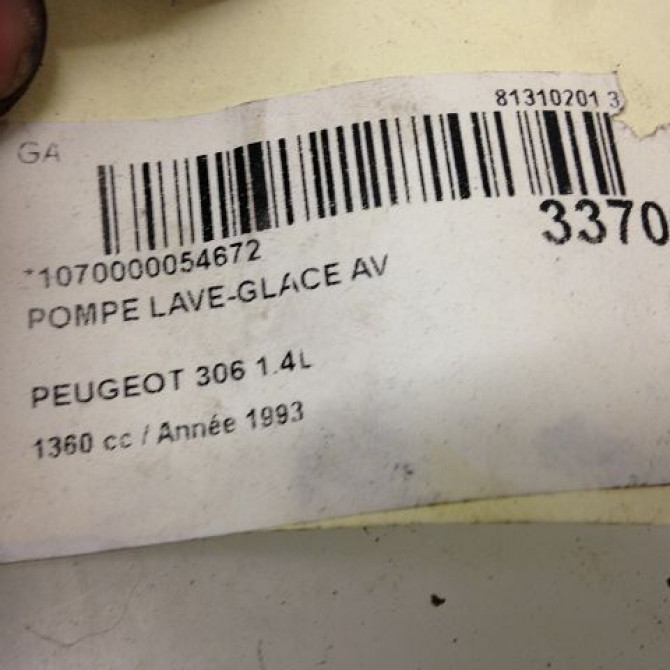 Pompe lave-glace avant occasion PEUGEOT 306 Phase 1 09-1994->03-1997 1.4i 75ch 643460 3