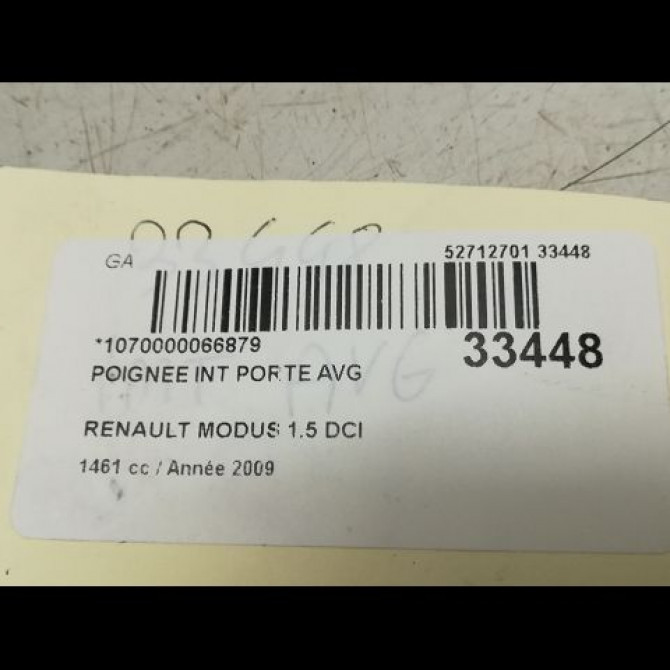 Poignee int porte avg occasion RENAULT MODUS Phase 1 09-2004->12-2007 1.4i 16v 8200730861 4