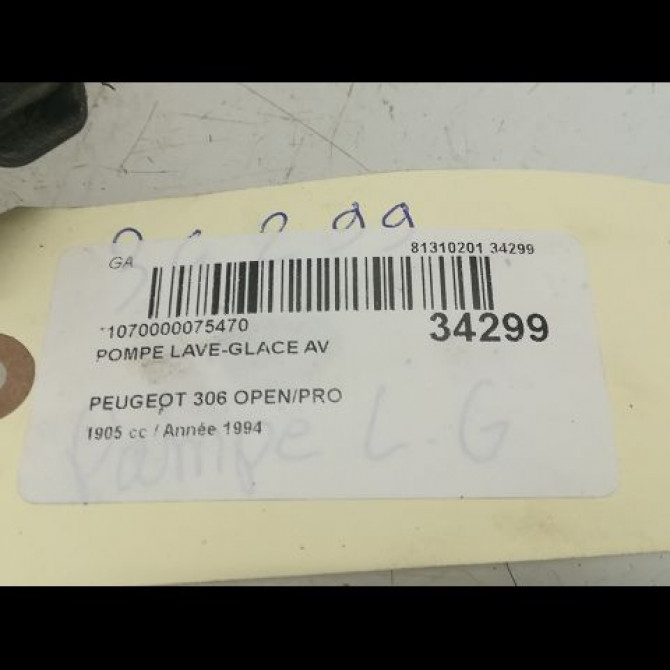 Pompe lave-glace avant occasion PEUGEOT 306 Phase 1 09-1994->03-1997 643460 5