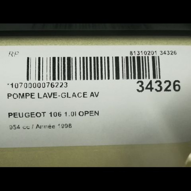 Pompe lave-glace avant occasion PEUGEOT 106 Phase 2 04-1996->09-2003 1.0i 643460 3