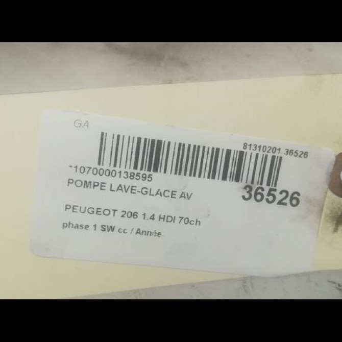 Pompe lave-glace avant occasion PEUGEOT 206 206 phase 1 SW 2002-06-01->2006-12-31 1.4 HDI 70ch 643460 3