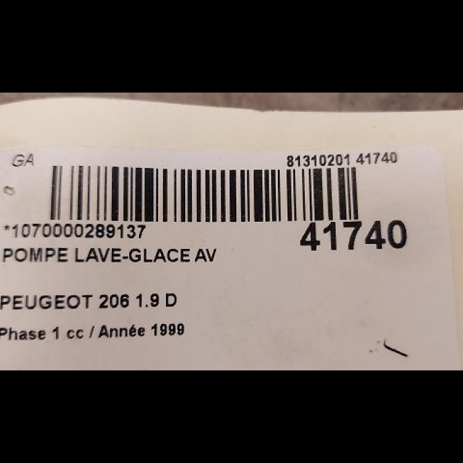 Pompe lave-glace avant occasion PEUGEOT 206 Phase 1 09-1998->03-2009 1.9 D 643460 3