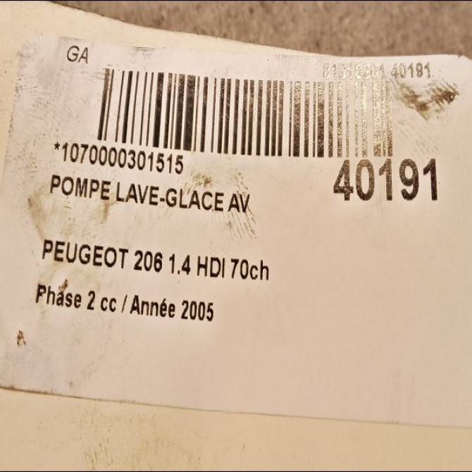 Pompe lave-glace avant occasion PEUGEOT 206 Phase 2 02-2003->02-2009 1.4 HDI 70ch 643460 3