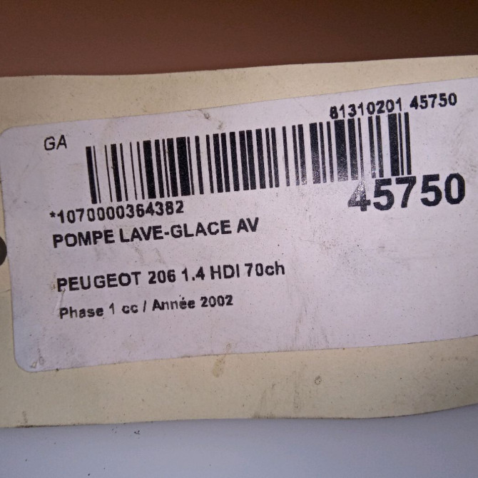 Pompe lave-glace avant occasion PEUGEOT 206 Phase 1 09-1998->03-2009 1.4 HDI 70ch 643460 4