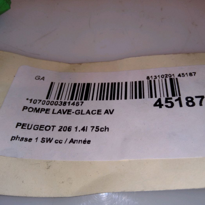 Pompe lave-glace avant occasion PEUGEOT 206 206 phase 1 SW 2002-06-01->2006-12-31 1.4i 75ch 643460 3