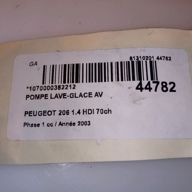 Pompe lave-glace avant occasion PEUGEOT 206 Phase 1 09-1998->03-2009 1.4 HDI 70ch 643460 3