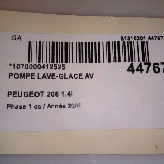 Pompe lave-glace avant occasion PEUGEOT 206 Phase 1 09-1998->03-2009 1.4i 643460 5