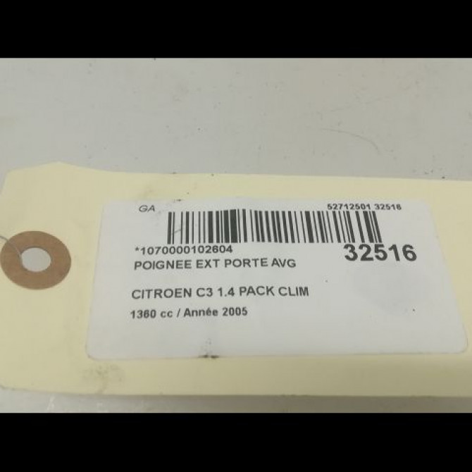 Poignee ext porte avg occasion CITROEN C3 I Phase 1 04-2002->10-2005 1.4i 9101W3 3