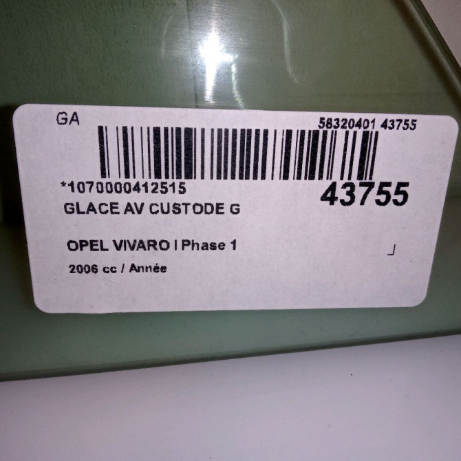 Glace av custode g occasion OPEL VIVARO I Phase 1 10-2002->08-2006 2