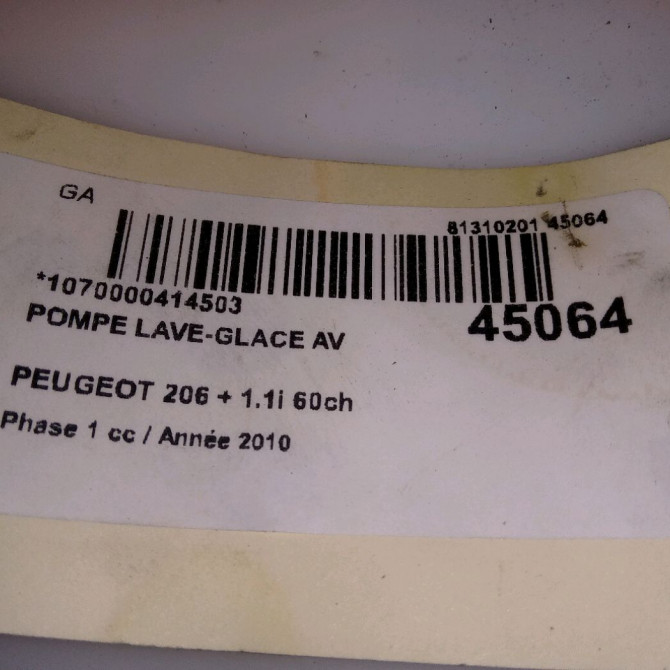 Pompe lave-glace avant occasion PEUGEOT 206 + Phase 1 03-2009->05-2013 1.1i 60ch 643460 5