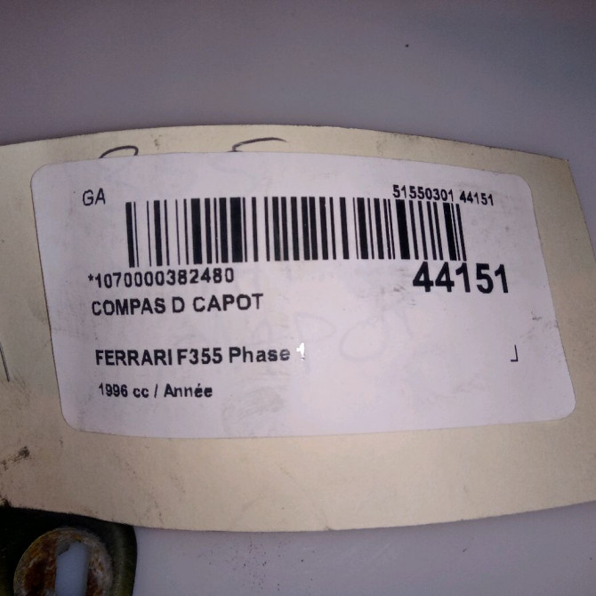 Compas d capot occasion FERRARI 146 Phase 1 04-1995->04-1999 3.5i V8 380ch 4