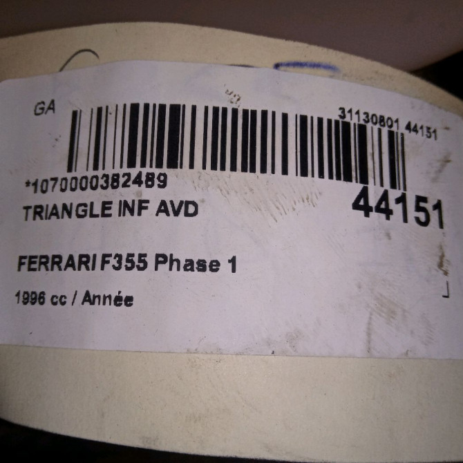 Triangle inf avd occasion FERRARI 146 Phase 1 04-1995->04-1999 3.5i V8 380ch 7
