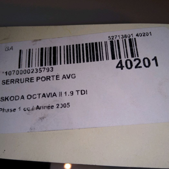 Serrure porte avg occasion SKODA OCTAVIA II Phase 1 06-2004->10-2008 1.9 TDI 105ch 3D1837015AB 4