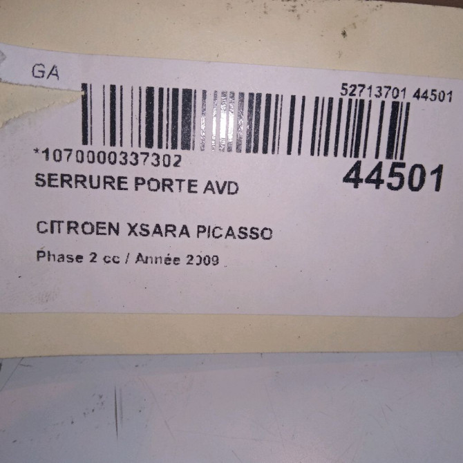 Serrure porte avd occasion CITROEN XSARA PICASSO Phase 2 02-2004->12-2010 1.6 HDI 110ch 9136J3 4