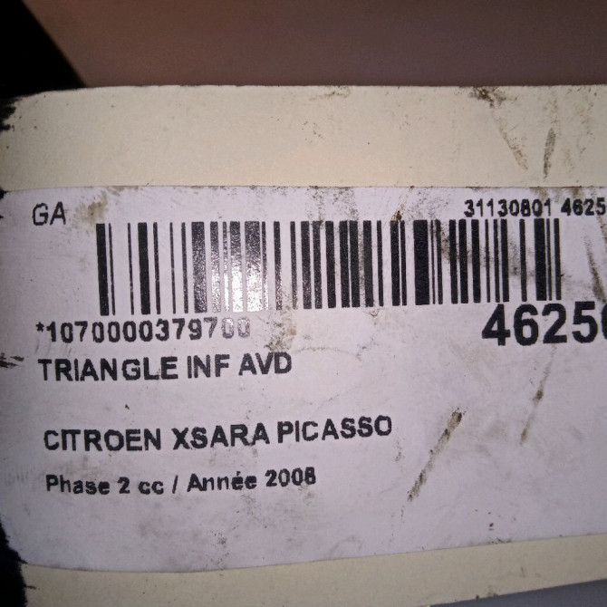 Triangle inf avd occasion CITROEN XSARA PICASSO Phase 2 02-2004->12-2010 1.6 HDI 92 ch 3521R4 4