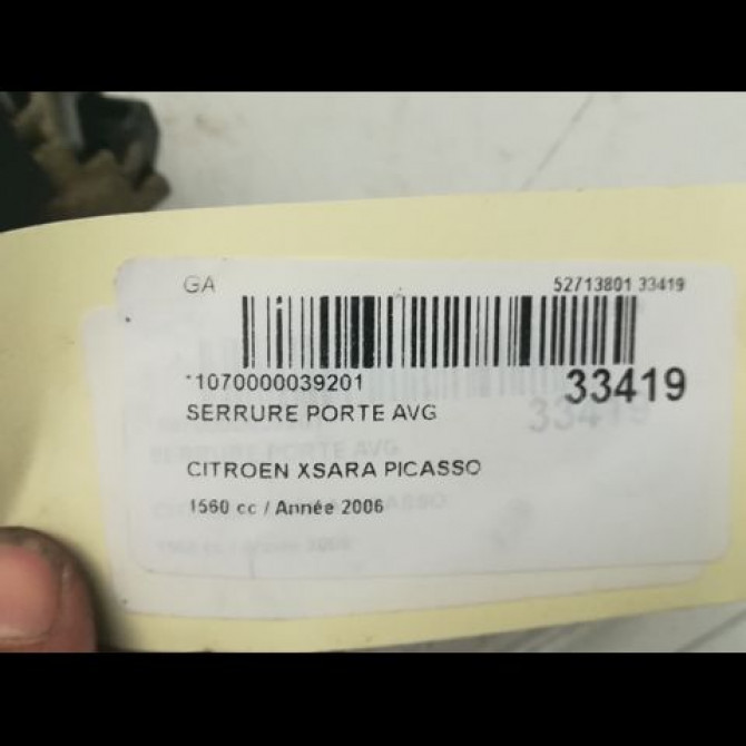 Serrure porte avg occasion CITROEN XSARA PICASSO Phase 1 12-1999->02-2004 1.6 HDi 110ch 9135H5 4