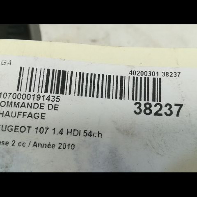 Commande de chauffage occasion PEUGEOT 107 Phase 2 01-2009->01-2012 1.4 HDI 54ch 3