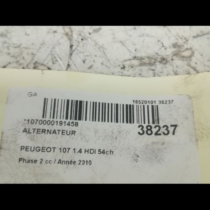 Alternateur occasion PEUGEOT 107 Phase 2 01-2009->01-2012 1.4 HDI 54ch 4