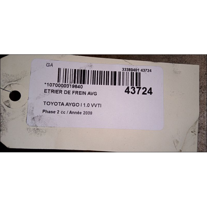 Etrier de frein avant gauche occasion TOYOTA AYGO I Phase 2 01-2009->06-2012 1.0 VVTI 477500H010 3