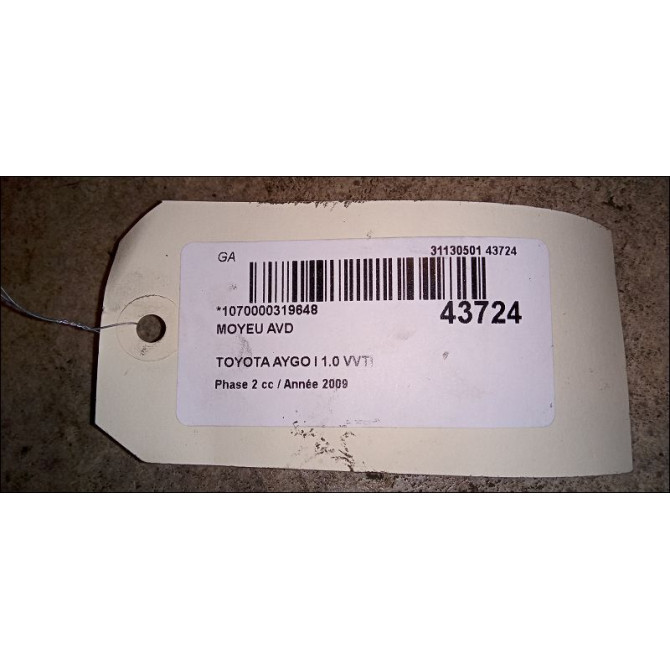 Moyeu avd occasion TOYOTA AYGO I Phase 2 01-2009->06-2012 1.0 VVTI 435110H010 3