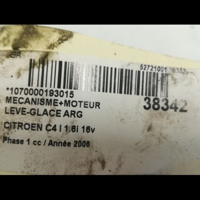 Mecanisme+moteur leve-glace arg occasion CITROEN C4 I Phase 1 11-2004->07-2008 1.6i 16v 9223G9 3