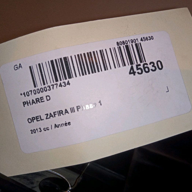 Phare droit occasion OPEL ZAFIRA III Phase 1 11-2011->... 39009022 6