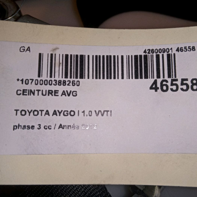 Ceinture avant gauche occasion TOYOTA AYGO I Phase 1 04-1995->04-1999 1.0 VVTI 68ch 732200H021C3 4