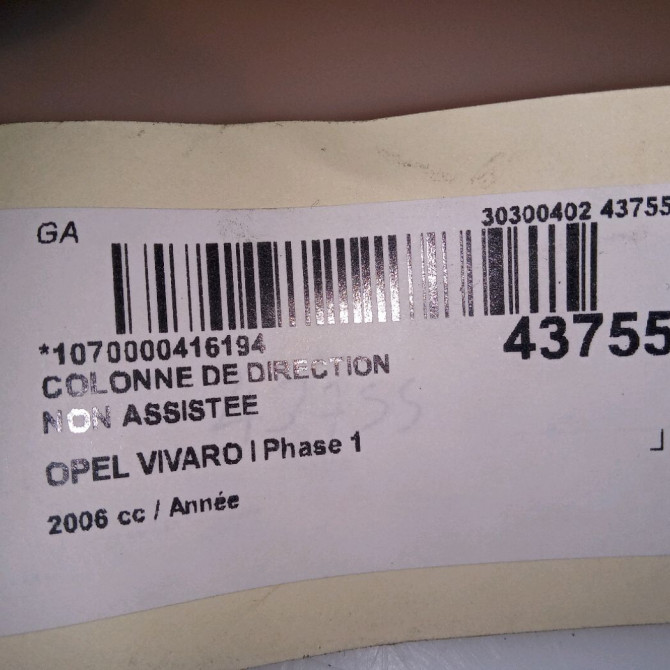 Colonne de direction non assistee occasion OPEL VIVARO I Phase 1 10-2002->08-2006 4