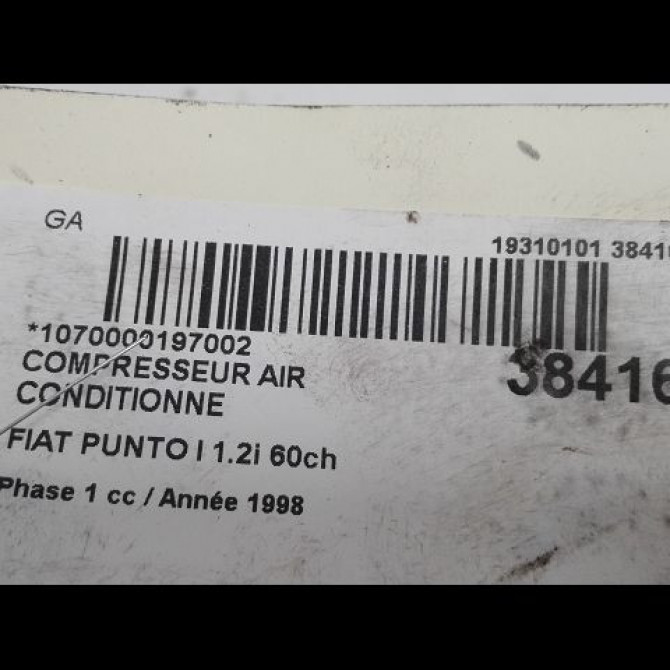 Compresseur air conditionne occasion FIAT PUNTO I Phase 1 11-1993->10-1999 1.2i 60ch 46514443 4