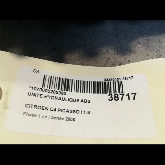 Unité hydraulique ABS occasion CITROEN C4 PICASSO I Phase 1 01-2007->10-2013 1.6 HDi 16v 110ch 4541HH 3