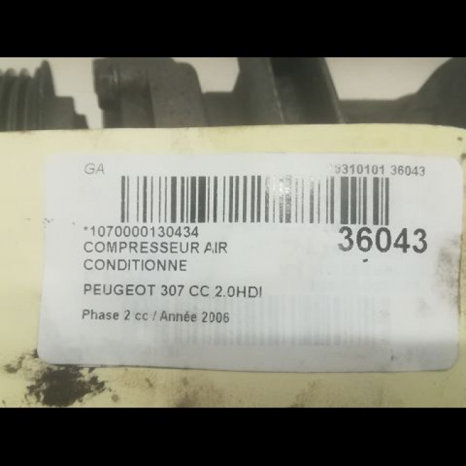 Compresseur air conditionne occasion PEUGEOT 307 CC Phase 2 06-2005->06-2008 2.0HDI 136ch 648710 4