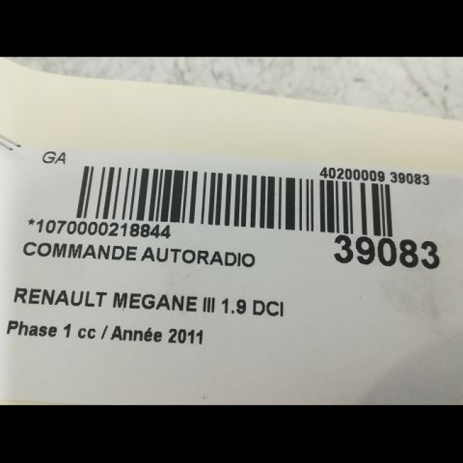 Commande autoradio occasion RENAULT MEGANE III Phase 1 11-2008->01-2012 1.9 DCI 130ch 3