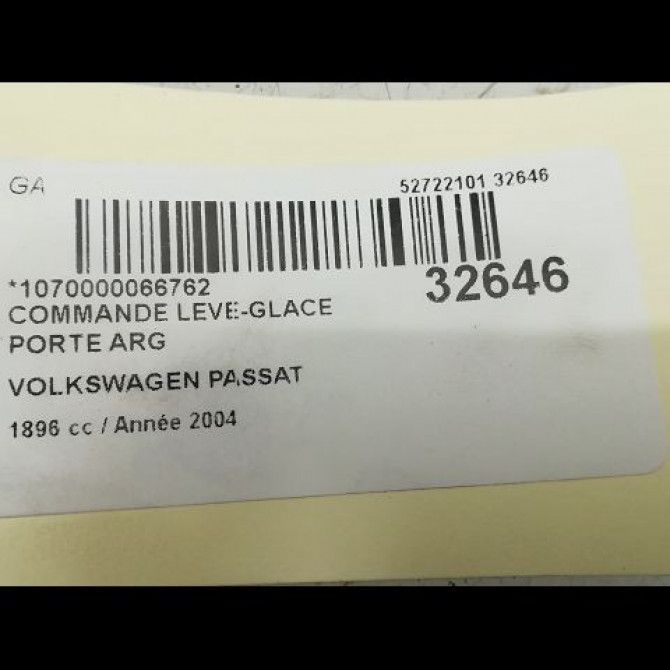 Commande leve-glace porte arrière gauche occasion VOLKSWAGEN PASSAT IV Phase 2 10-2000->03-2005 1.9 TDI 100ch 3B0959855B01C 4