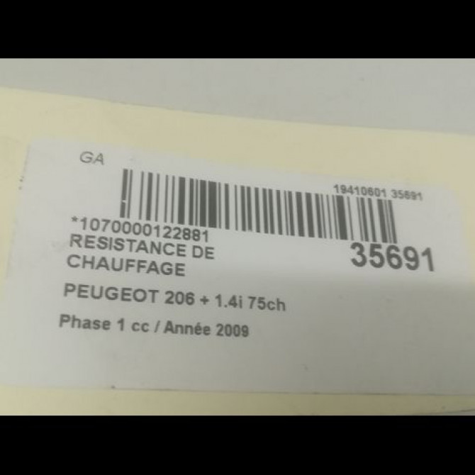 Resistance de chauffage occasion PEUGEOT 206 + Phase 1 03-2009->05-2013 1.4i 75ch 6450NX 3