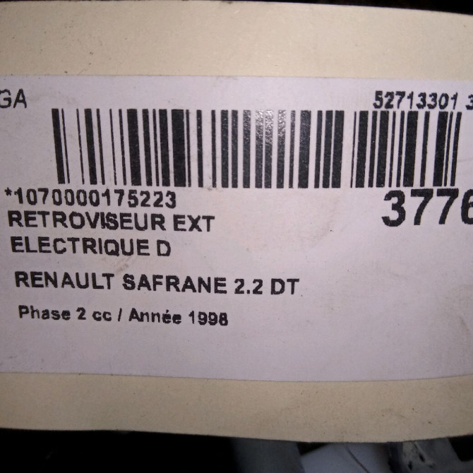 Retroviseur exterieur electrique droit occasion RENAULT SAFRANE Phase 2 09-1996->08-2000 2.2 DT 7701367784 6