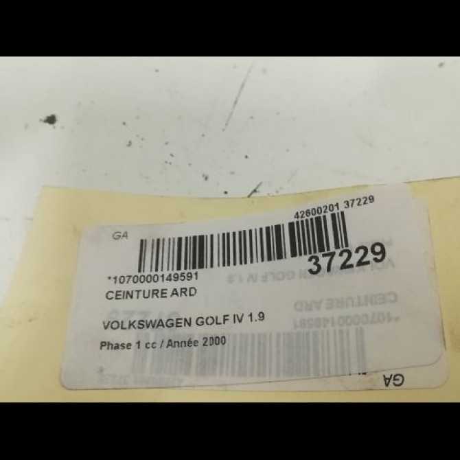 Ceinture arrière droite occasion VOLKSWAGEN GOLF IV GOLF IV Phase 1 1998-01-01->2005-06-30 1.9 TDI 110ch 1J6857806FHCP 4