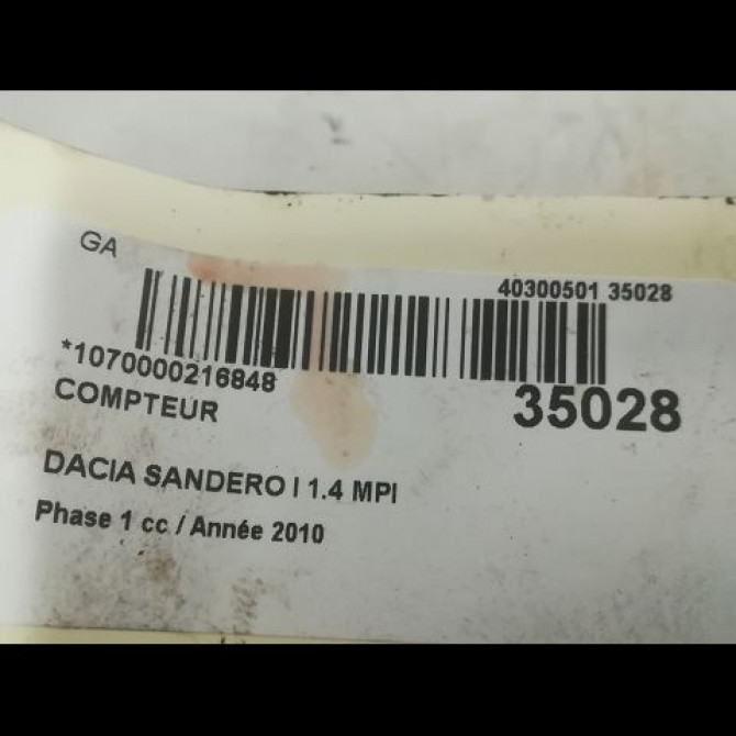 Compteur occasion DACIA SANDERO I Phase 1 06-2008->10-2012 1.4 MPI 75ch 248104802R 3