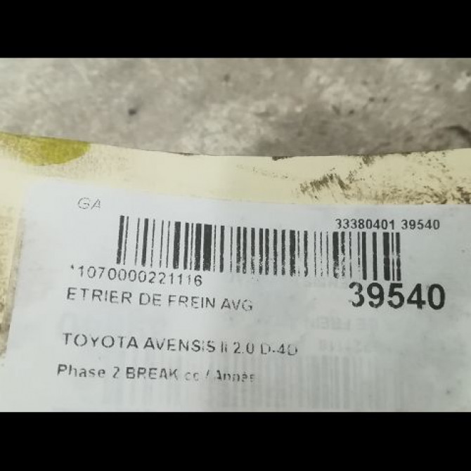 Etrier de frein avant gauche occasion TOYOTA AVENSIS II Phase 2 BREAK 08-2006->11-2009 2.0 D-4D 126ch 4775005060 3