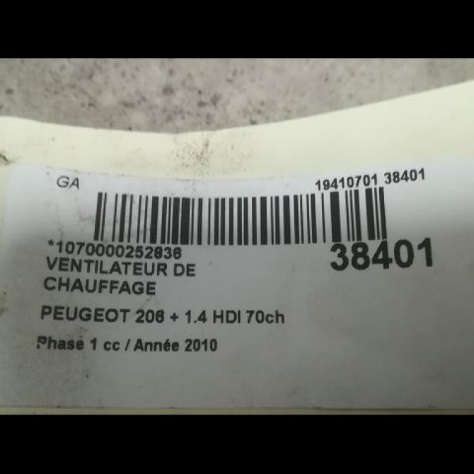 Ventilateur de chauffage occasion PEUGEOT 206 + Phase 1 03-2009->05-2013 1.4 HDI 70ch 1606357480 3