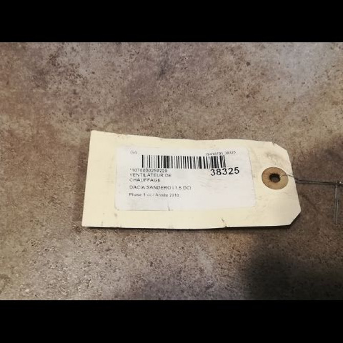 Ventilateur de chauffage occasion DACIA SANDERO I Phase 1 06-2008->10-2012 1.5 DCI 70ch 6001547691 3