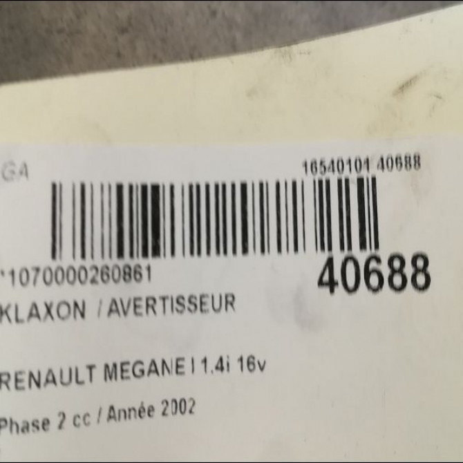 Klaxon  / avertisseur occasion RENAULT MEGANE I Phase 2 03-1999->06-2003 1.4i 16v 7701205707 3