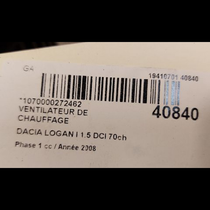 Ventilateur de chauffage occasion DACIA LOGAN I Phase 1 06-2005->06-2008 1.5 DCI 70ch 6001547691 3