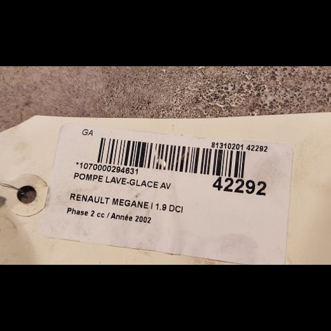 Pompe lave-glace avant occasion RENAULT MEGANE I Phase 2 03-1999->06-2003 1.9 DCI 7700430702 3