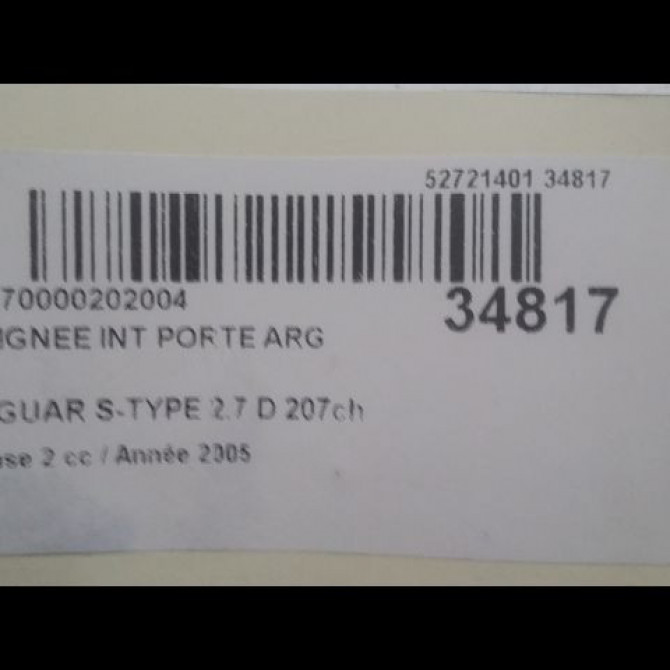 Poignee int porte arg occasion JAGUAR S-TYPE Phase 2 01-2002->12-2007 2.7 D 207ch 3