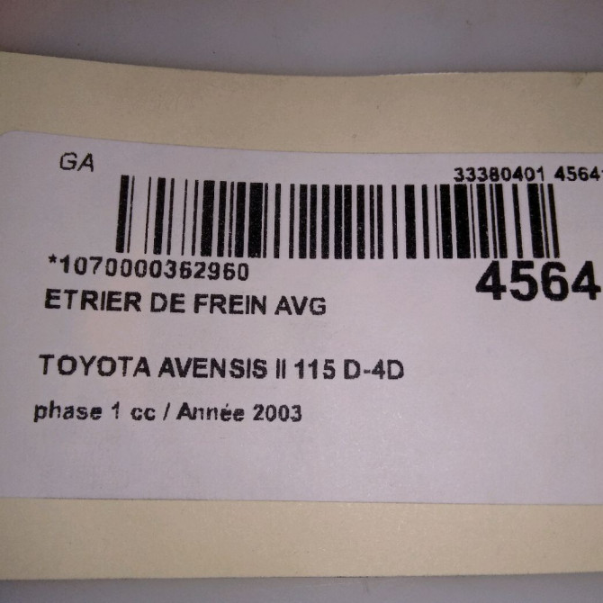 Etrier de frein avant gauche occasion TOYOTA AVENSIS II phase 1 05-2003->08-2006 115 D-4D 4775005060 5